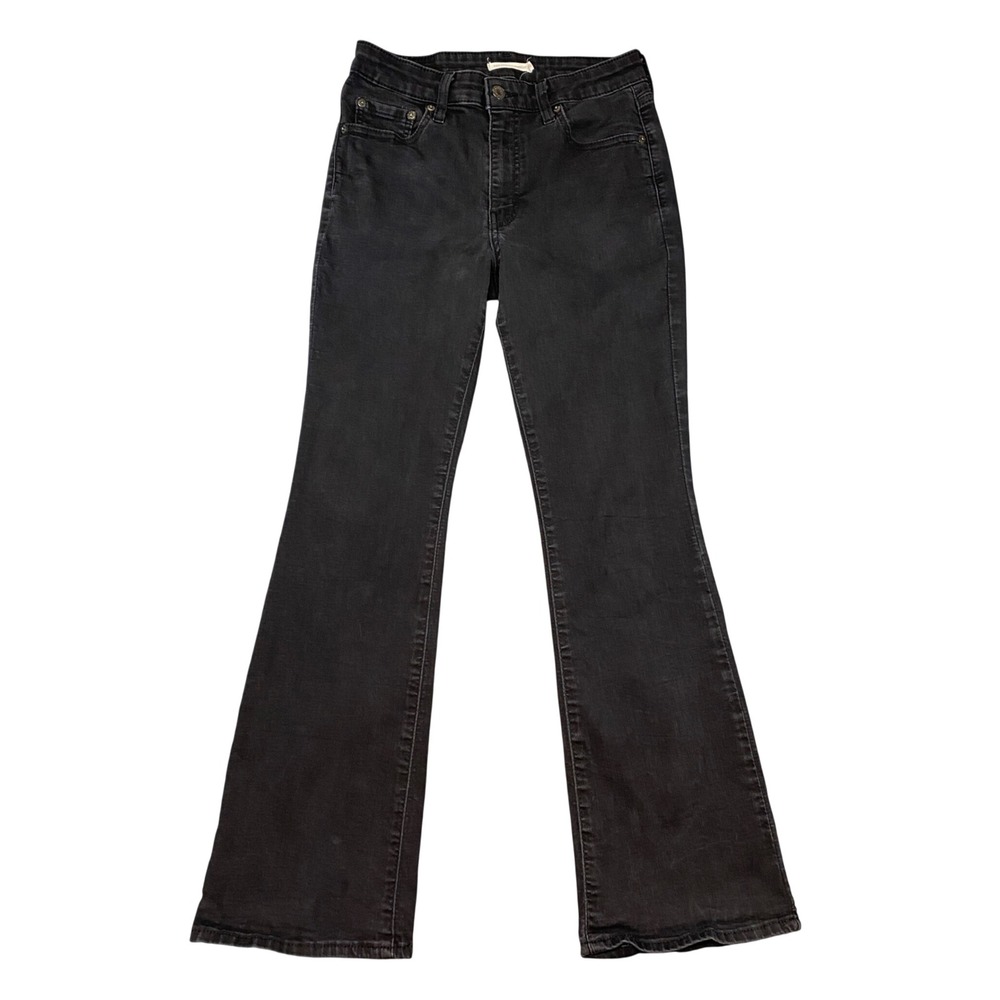 Levis 725 High Rise‎ Bootcut Jeans Black Denim Size 28x29 (Actual)